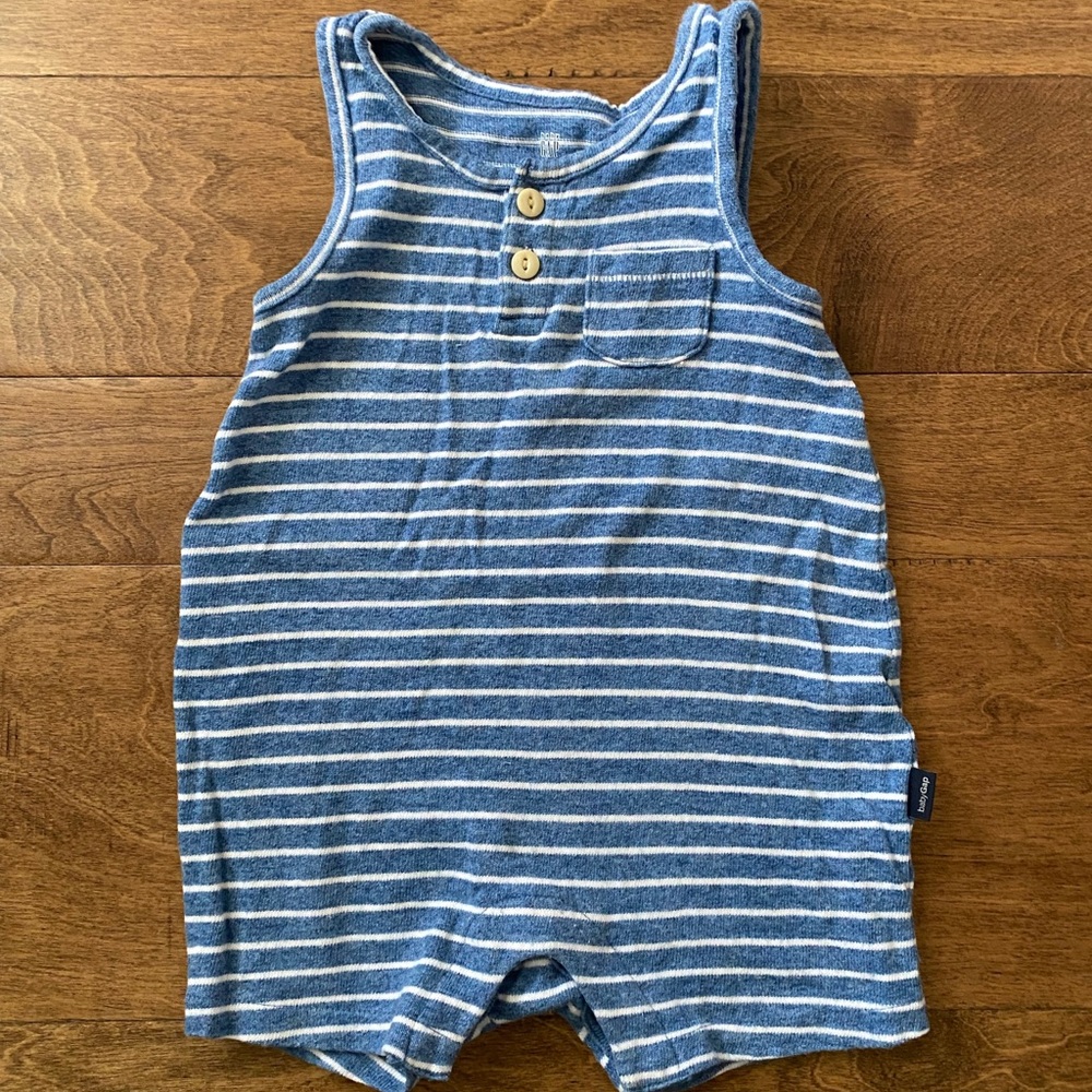 Baby Gap Blue and White Striped Romper